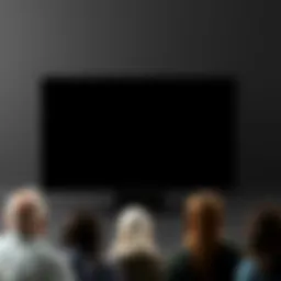 A digital screen showing a transition from a grey background to a black background, illustrating the design change and people's reactions.