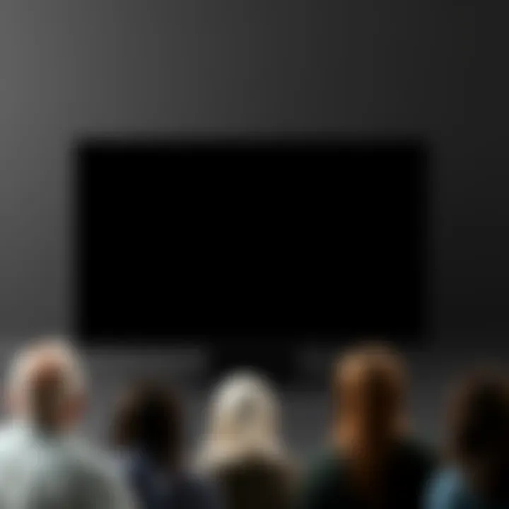 A digital screen showing a transition from a grey background to a black background, illustrating the design change and people's reactions.