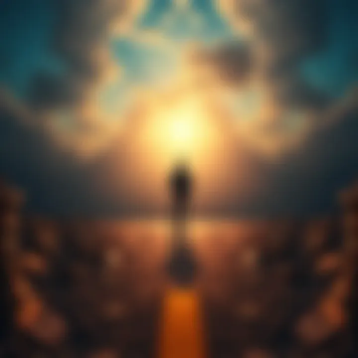 A person standing at a crossroads, contemplating two different paths representing moral dilemmas