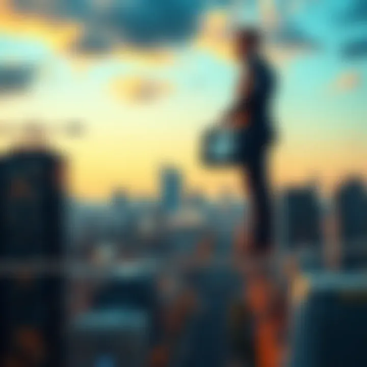 A person standing on a tightrope balancing a briefcase and a clock, symbolizing the struggle between work and personal life