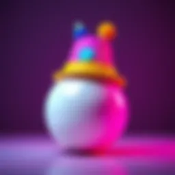 A bright ball with a fun, colorful hat on top, showcasing the quirky trend of hats on balls.
