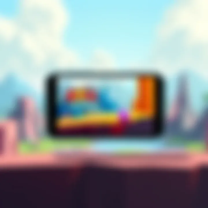 Ball Runner Mobile Game Launch A mobile screen displaying the game 'Ball Runner' with a colorful ball bouncing on a vibrant platform. The background shows a dynamic landscape, inviting players to engage with the game.