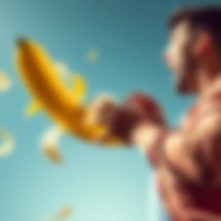 A startled man dodges a flying banana thrown in his direction, showcasing a humorous confrontation with the fruit.