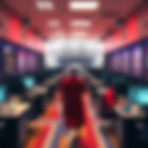 A bank office with employees working at desks, showing a commitment to human staff over AI.
