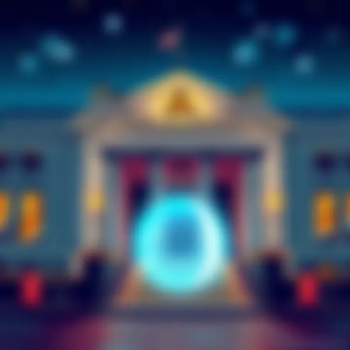 An illustration showing the Bank of England building with a warning sign about AI investments, symbolizing economic concerns.