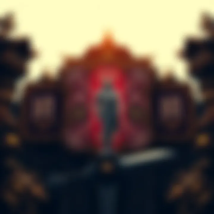 A detailed view of a baroque-themed HUD, showcasing ornate patterns and intricate designs with a knight and a maiden in a medieval setting.