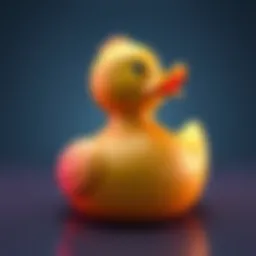 A colorful bath duck model created in Nomad software, showcasing its unique design and detailing.