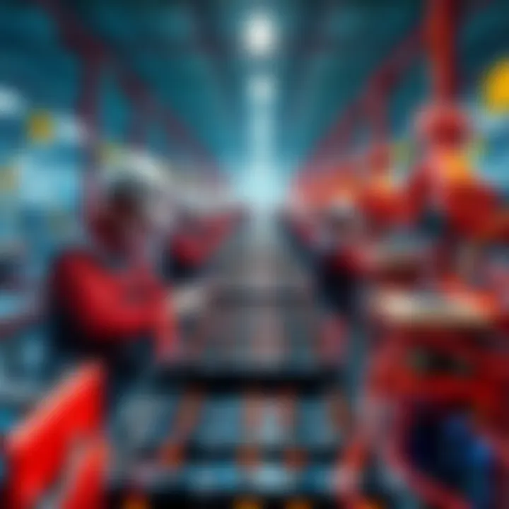 A factory in China producing batteries with workers assembling battery cells