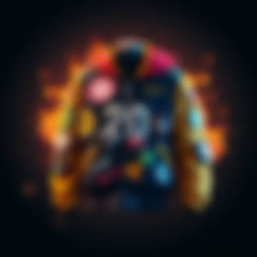 A colorful battle jacket adorned with patches representing various video games and platforms, showcasing 20 years of game development