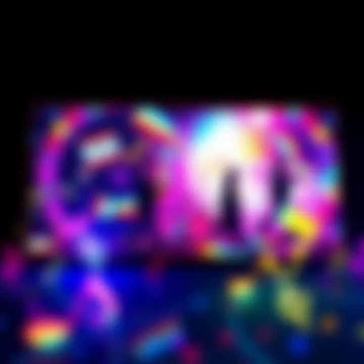 A colorful depiction of a Beatles-themed video featuring iconic symbols like guitars and music notes, showcasing the fusion of AI and creativity.