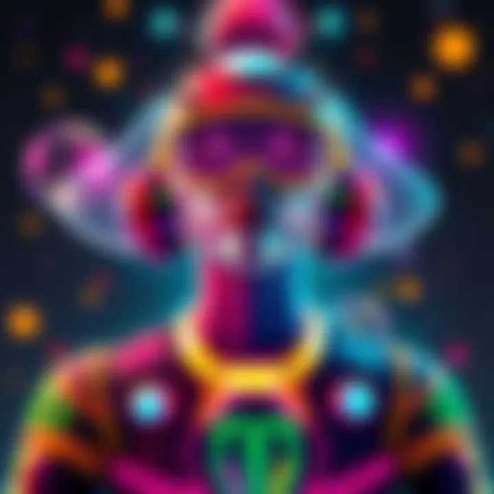 A colorful digital artwork representing a Beebop Metahuman character blending technology and creativity.