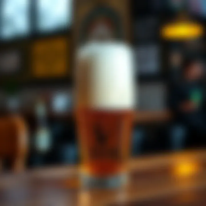 A glass of beer with a frothy head, placed on a wooden table, highlighting the environmental initiative behind brewing using captured carbon dioxide.