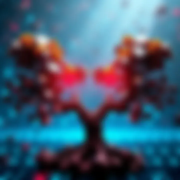 Illustration showing a comparison between Behavior Trees and State Trees in AI development, featuring simplified graphics of each structure