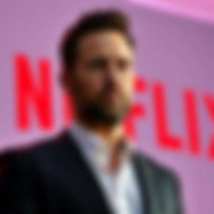 Ben Affleck stands next to the Netflix logo, symbolizing the sale of his AI post-production company to the streaming service.