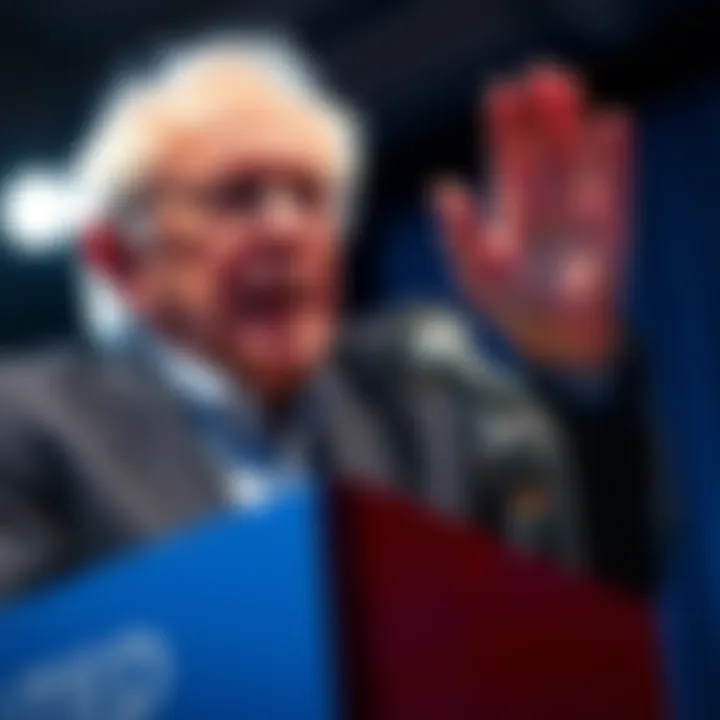 Bernie Sanders speaking at a podium about halting AI data center construction and promoting human control over technology