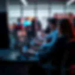 People using the latest image editing software on computers in an office setting