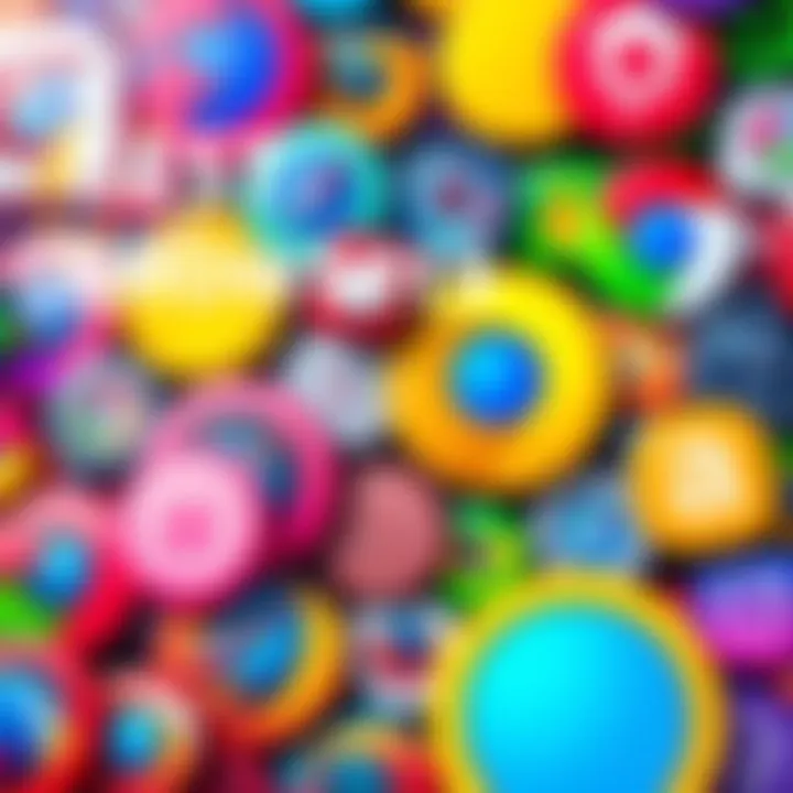 A collage of popular web browser icons with speed and automation symbols