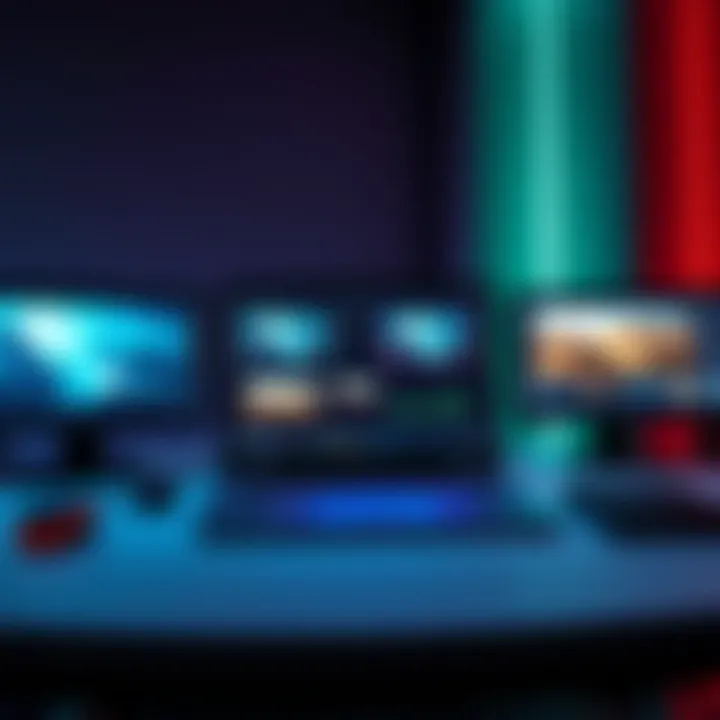 A laptop setup showcasing screen displays of image and video processing software designed for high performance.