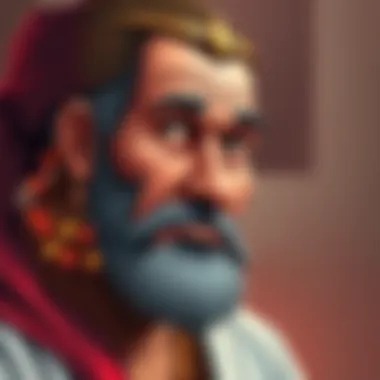 A humorous illustration of a Florida man with exaggerated biblical features, blending traditional art styles with comedy.