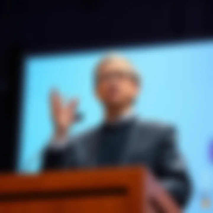 Bill Gates at a podium discussing the need for jobs reserved for humans to counter AI-related job losses.