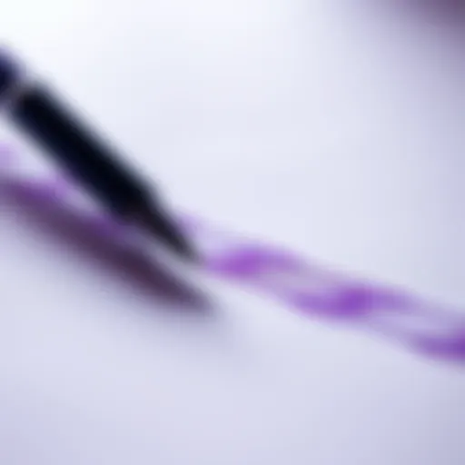 A dark purple pen drawing lines on squared paper, creating a unique billiard fractal pattern with a rectangle shape.