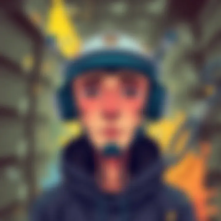 An illustration of a strange AI-generated character with mismatched features and a confusing background.