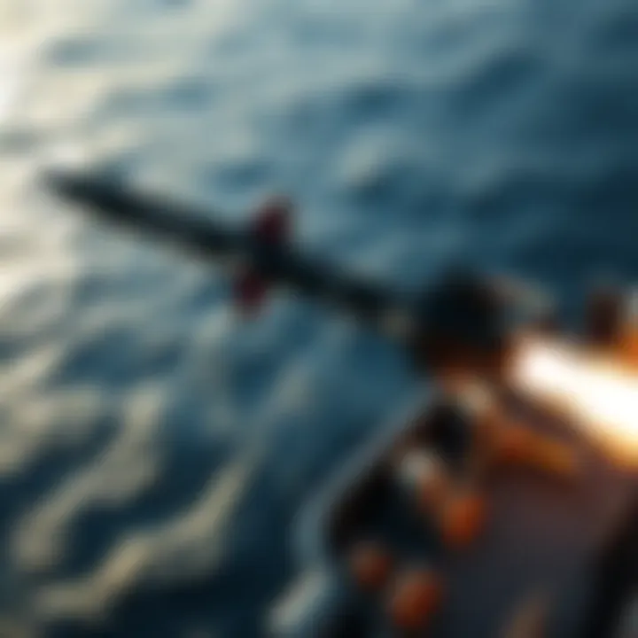 The Blackbeard Mach 5 hypersonic missile launching from a naval platform, showcasing its advanced design and capabilities.