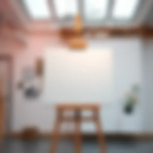 A blank canvas displayed on an easel in an art studio, symbolizing the debate about art ownership and creativity.