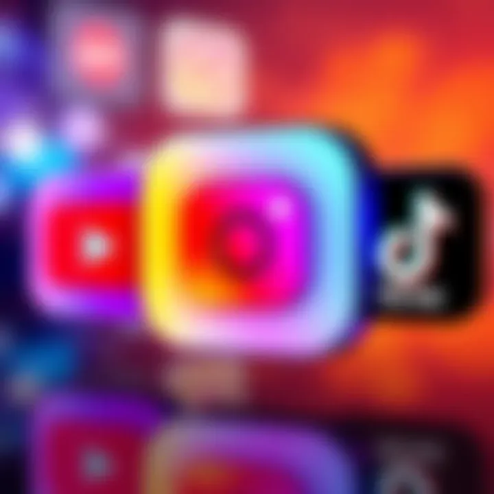 A colorful design combining the logos of YouTube, Instagram, and TikTok created with Pixilart, showcasing social media creativity.