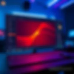 A user interface showing a Blender project with lighting effects applied, highlighting SVG elements and shader settings.