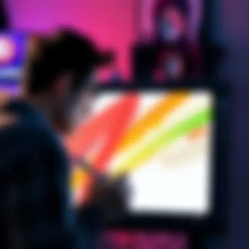 An artist troubleshooting invisible strokes in Blender's 2D pencil workspace with a digital drawing tablet.