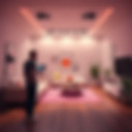 A Blender artist showcases a digital model of an interior design concept, blending virtual elements with a real-world room setting, featuring furniture and decor.