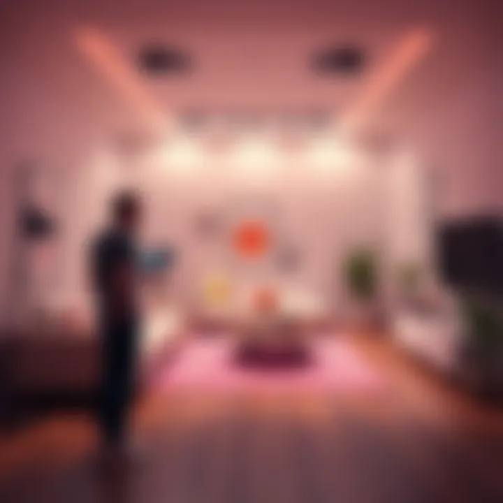 A Blender artist showcases a digital model of an interior design concept, blending virtual elements with a real-world room setting, featuring furniture and decor.