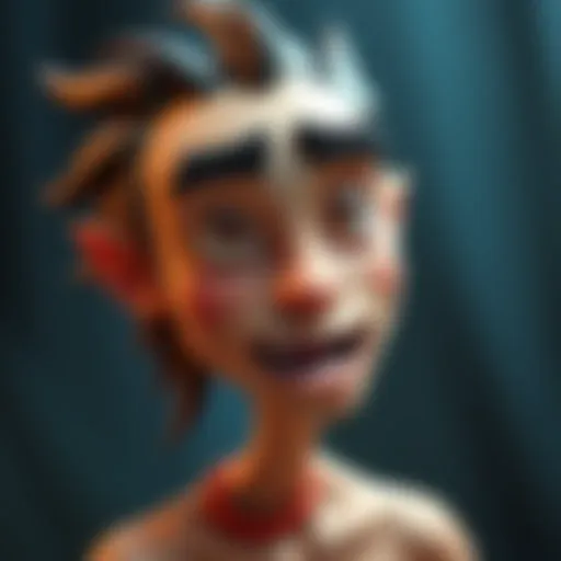 A vibrant character animated in Blender, showcasing detailed facial expressions and fluid movements.
