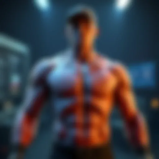 A character model in Blender showing problematic torso weights with rigging tools highlighted.
