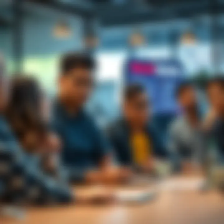 A group of creators discussing challenges in the Blender economy, looking concerned in a meeting environment.