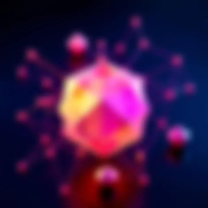 An illustration showing a 3D model created using geometry nodes in Blender, highlighting their application in design, with geometric shapes and nodes connected.