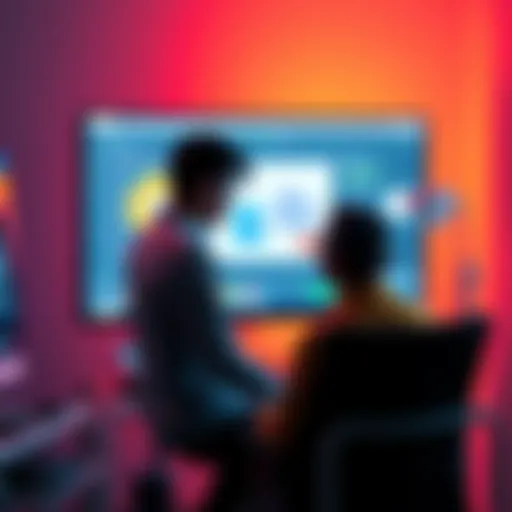 A person sitting in front of a computer screen, focused on Blender software, with 3D models visible on the screen