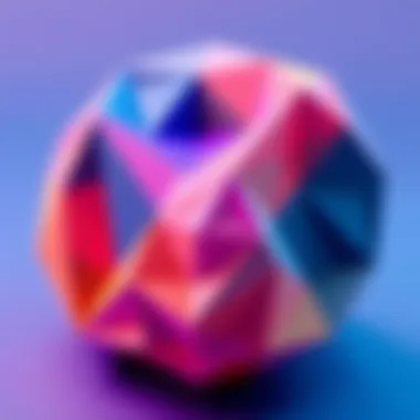 A colorful low poly model created in Blender, showcasing sharp edges and simple geometric shapes
