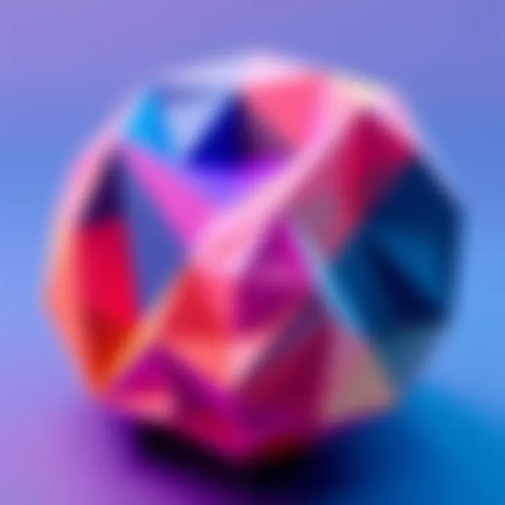 A colorful low poly model created in Blender, showcasing sharp edges and simple geometric shapes