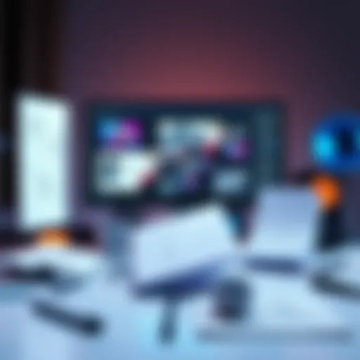 Blender Progress Reflection A computer screen displaying various Blender project designs, with sketches and notes around it, symbolizing a week's work and learning process.