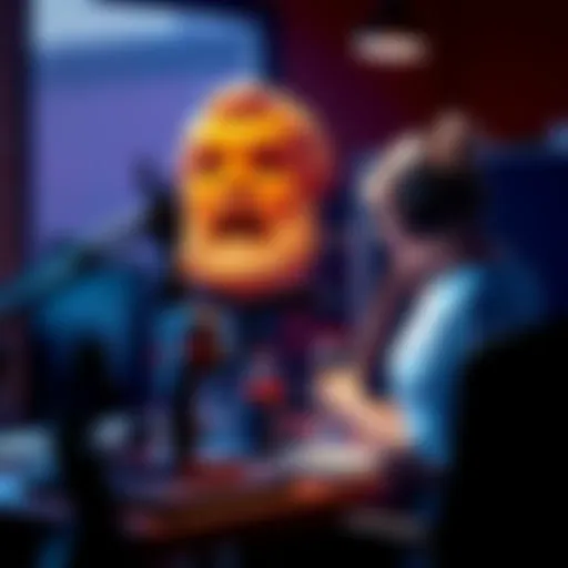 An artist working on a digital sculpture in Blender, showcasing modeling tools and creative setup.