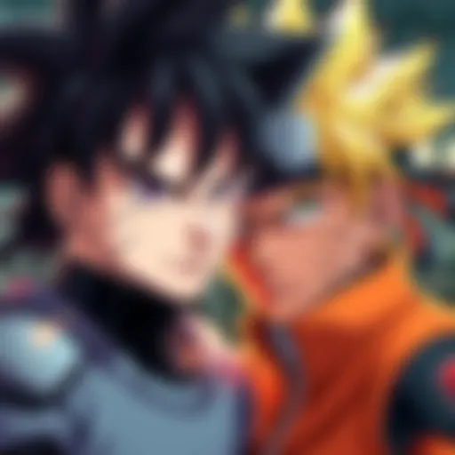 Graphic showing two manga characters being blended together, resembling a Goku style into a Naruto cover design.