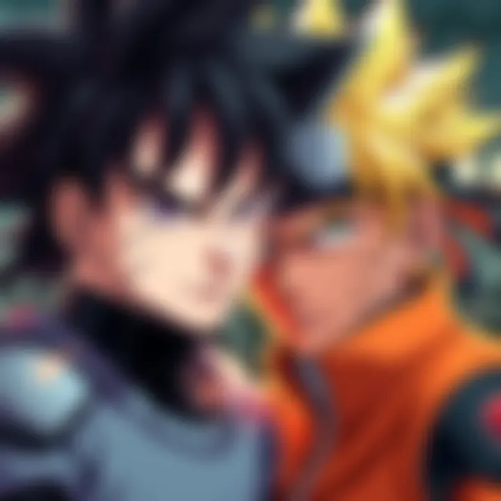 Graphic showing two manga characters being blended together, resembling a Goku style into a Naruto cover design.