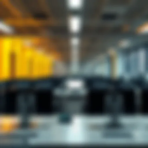 A visual representation of Block's workforce downsizing, showing empty desks and computers in an office environment, highlighting the impact of AI on jobs.