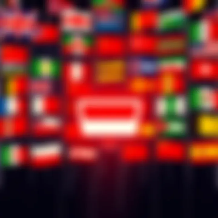 Various country flags with a barrier symbol, representing restricted AI access by nationality