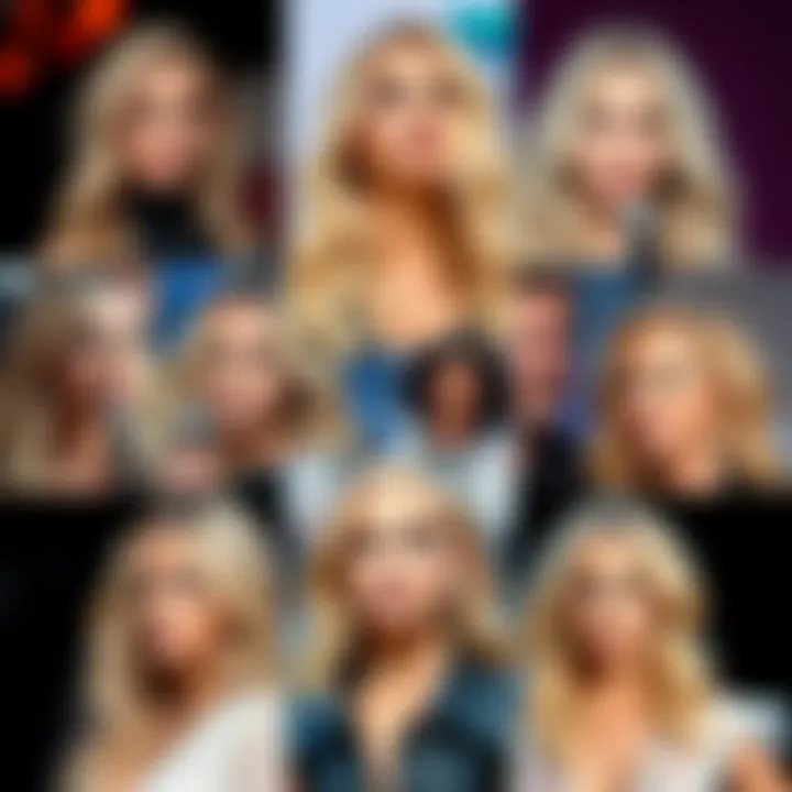 A collage of popular blonde celebrities showcasing their iconic looks and performances, inviting fans to choose their favorite.