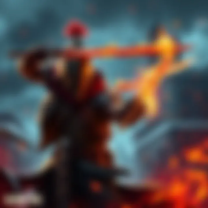 Combat in Blood and Fire A character demonstrating new sword attack animations while shooting in Blood and Fire game