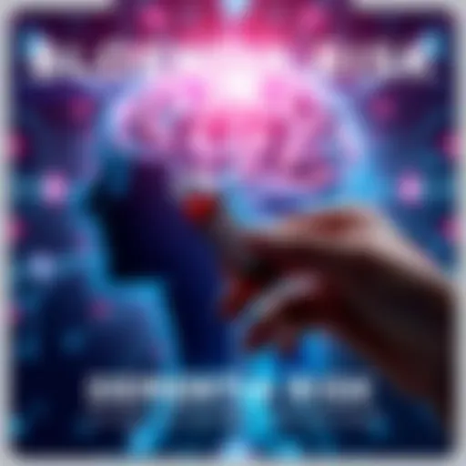 A person holding a vial of blood with a futuristic background showing brain activity, symbolizing dementia risk assessment