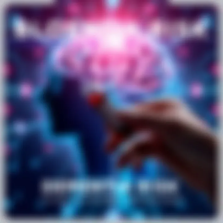 A person holding a vial of blood with a futuristic background showing brain activity, symbolizing dementia risk assessment